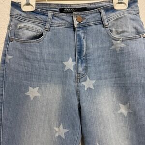 JouJou Premium Denim Star Print Straight Leg Jeans Light Wash Blue Size 11/12